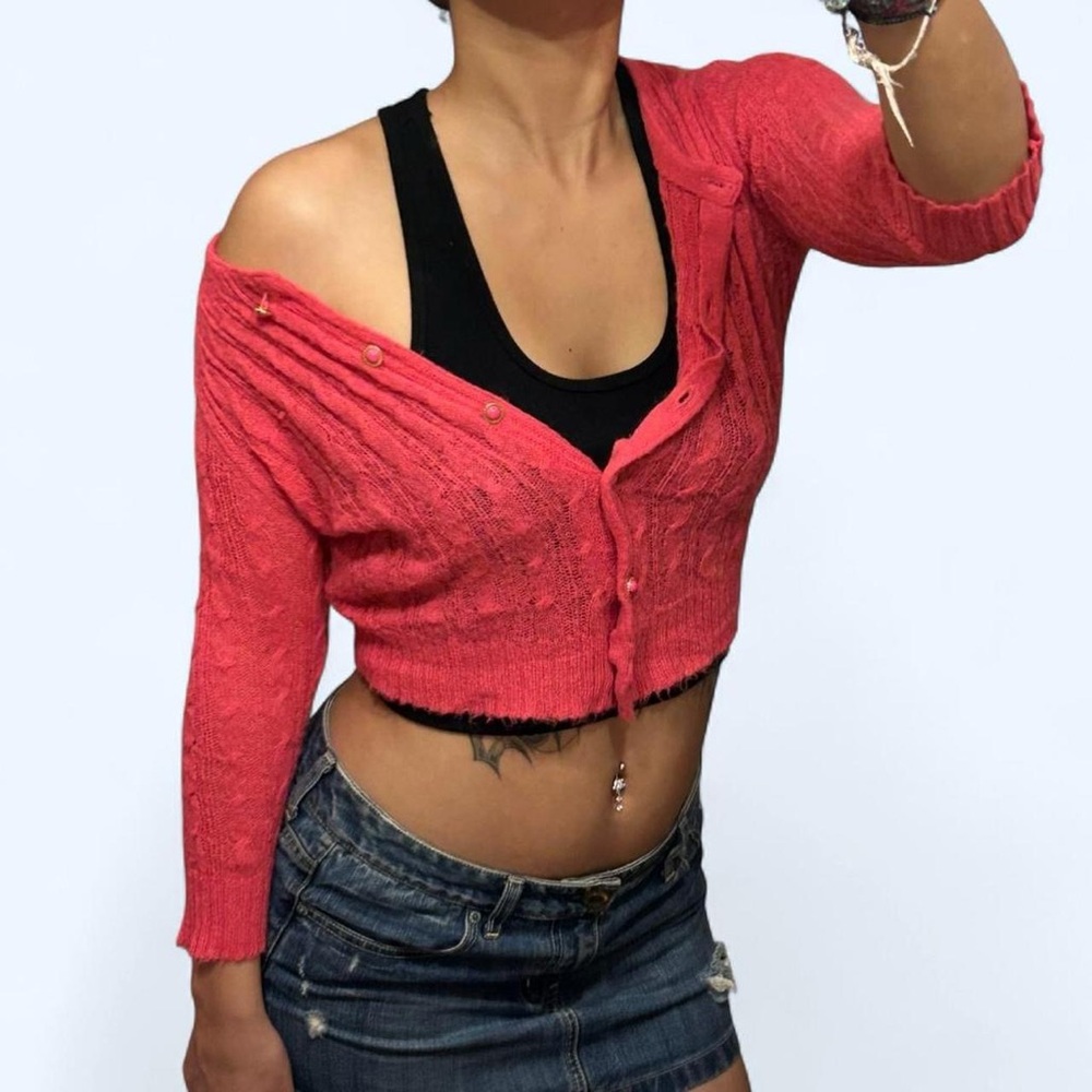 Y2K Coquette Pink Knit Cardigan by Kersh!